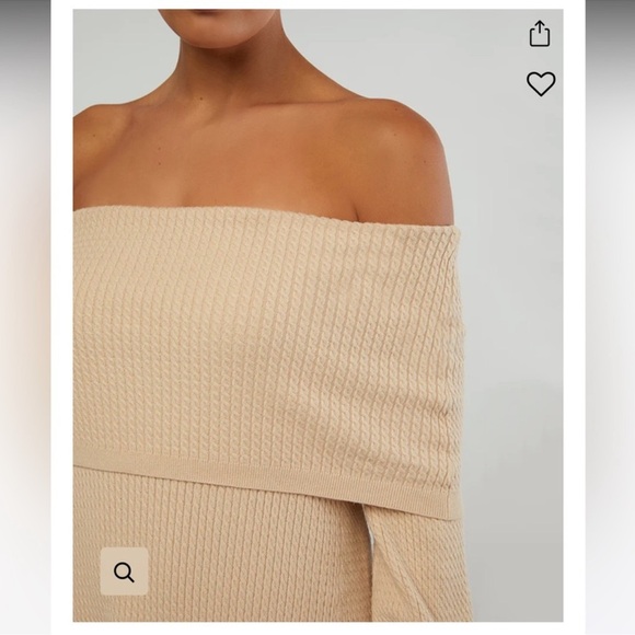 WeWoreWhat | Off Shoulder Sweater Dress In Beige Size XS NWT Cable Knit MIDI - Picture 6 of 12
